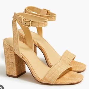 J. Crew Raffia Peep Toe Heels